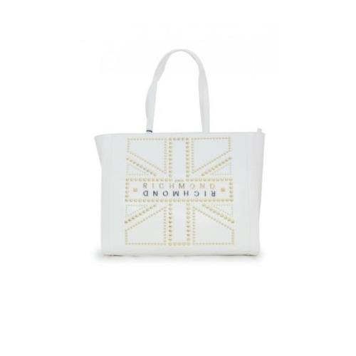 Stijlvolle Witte Tote Tas met Gouden Studs John Richmond , White , Dam...