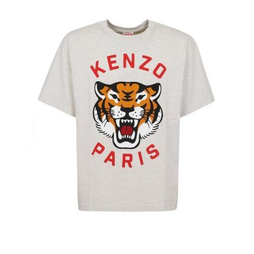 Lucky Tiger Oversize T-Shirt Kenzo , Gray , Heren