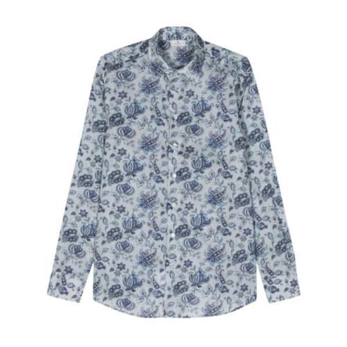 Bloemenprint Hemelsblauw Overhemd Etro , Blue , Heren