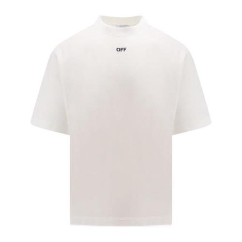 Witte Crew-neck T-shirt met Achterpijl Logo Off White , White , Heren