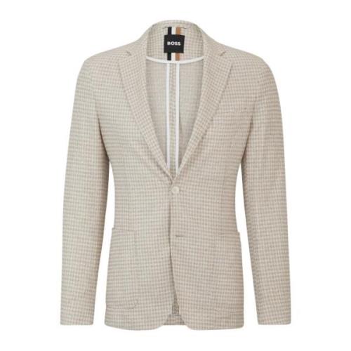 Moderne Slim Fit Jas in Gestreepte Jersey Beige Hugo Boss , Beige , He...