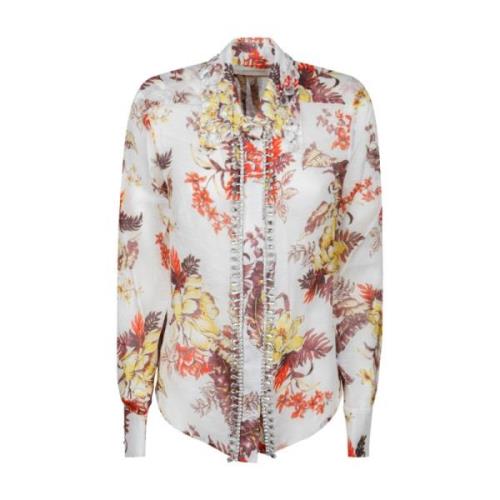 Bloemenprint shirt met juweelafwerking Zimmermann , Multicolor , Dames