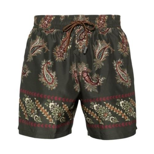 Bedrukte Khaki Swimboxer Roma Etro , Green , Heren