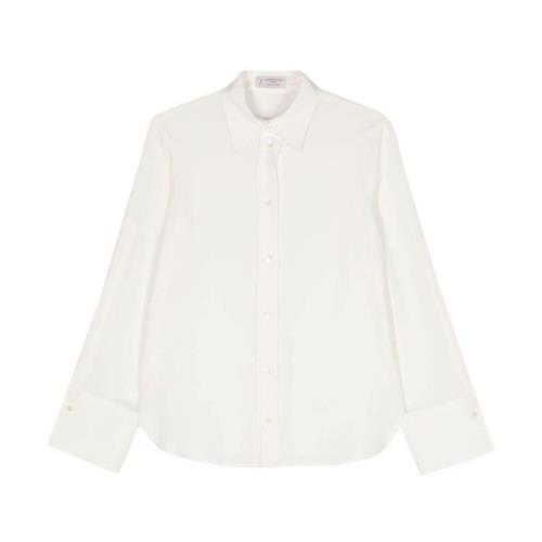 Crèmewitte Overhemd met Puntige Kraag Alberto Biani , White , Dames