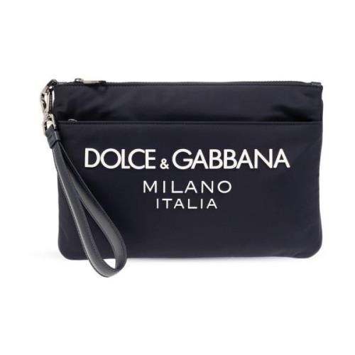 Handtas met logo Dolce & Gabbana , Blue , Heren