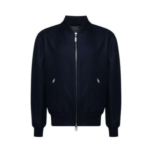 Marineblauwe Twill Bomberjack Brioni , Blue , Heren