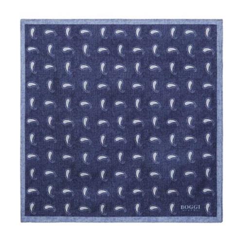 Micro-gepatroonde zijden pochet Boggi Milano , Blue , Heren