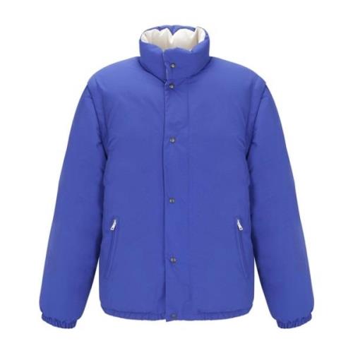 Blauwe Jas met Geborduurd Logo Gucci , Blue , Heren