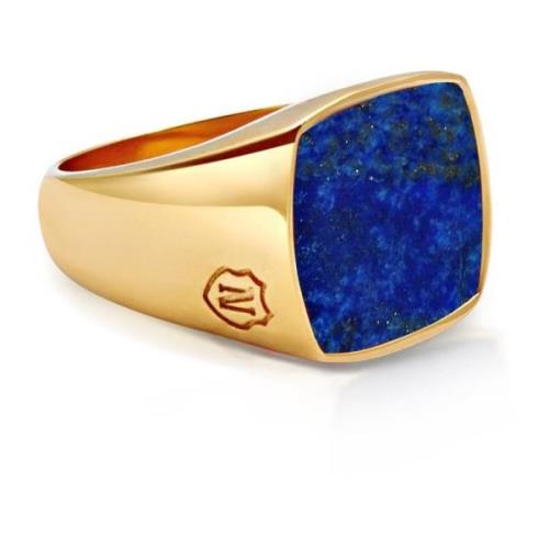 Gouden Zegelring Blauwe Lapis Nialaya , Yellow , Heren