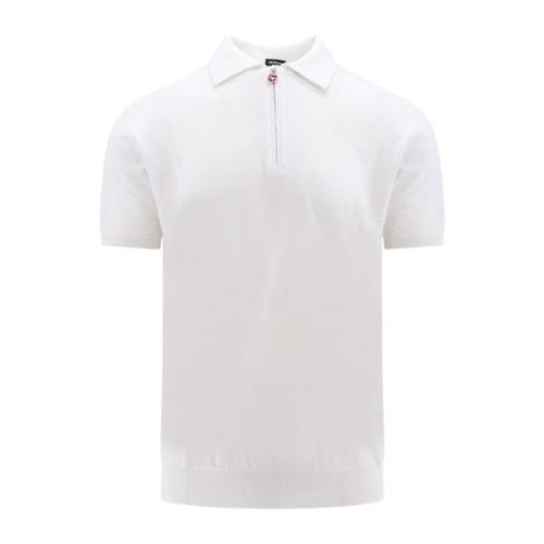 Witte T-shirt met halve rits Kiton , White , Heren