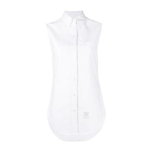 Witte Mouwloze Kraag Shirt Thom Browne , White , Dames