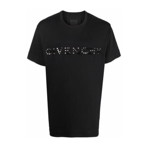 Zwart Katoenen T-Shirt met Logo Detail Givenchy , Black , Heren