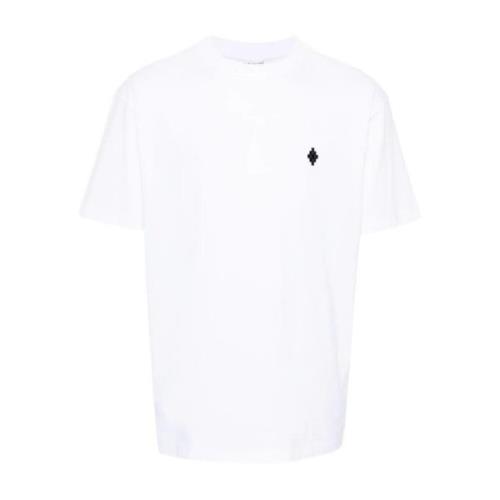 Wit Zwart Cross Basic T-Shirt Marcelo Burlon , White , Heren