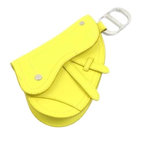 Pre-owned Leather clutches Dior Vintage , Yellow , Dames
