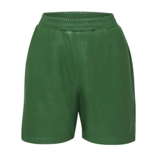 Smaragd Leren Shorts Oakwood , Green , Dames