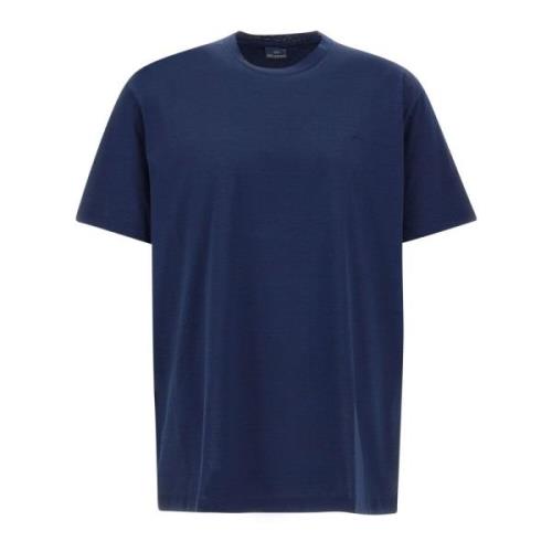 Heren Navy Blauw Katoenen T-Shirt met Mini Logo Paul & Shark , Blue , ...