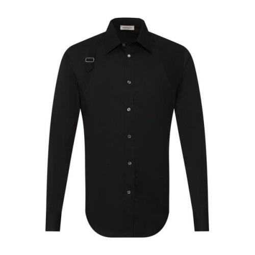 Zwarte Katoen Elastaan Shirt Aw22 Alexander McQueen , Black , Heren