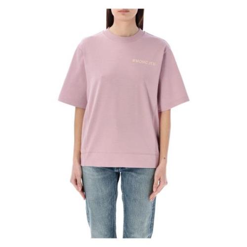 Roze T-Shirt met Ronde Hals Moncler , Pink , Dames