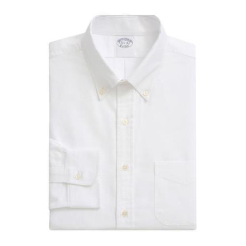 Witte Regular Fit Non-Iron Katoenen Oxford Overhemd met Button Down Kr...