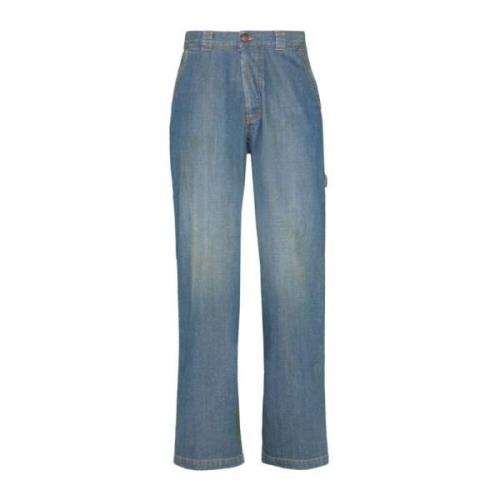 Blauwe Stonewashed Straight Jeans voor Dames Maison Margiela , Blue , ...