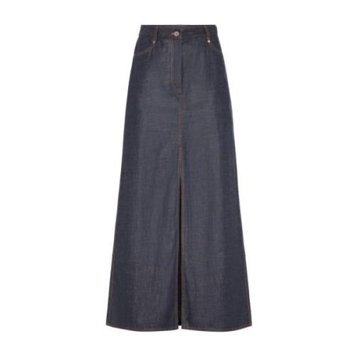 Italiaanse Denim Rok Brunello Cucinelli , Blue , Dames