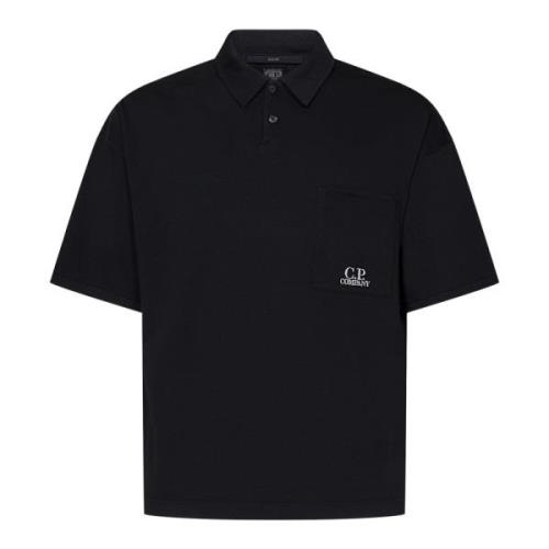 Zwart Boxy Fit Poloshirt met Logo Borduursel C.p. Company , Black , He...