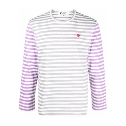 Gestreepte Bi-Colour Longsleeve Tee Comme des Garçons Play , Gray , He...