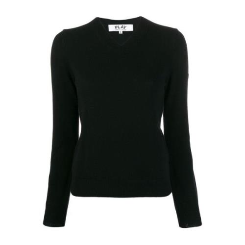 Rode Hart V-Hals Pullover Comme des Garçons Play , Black , Dames