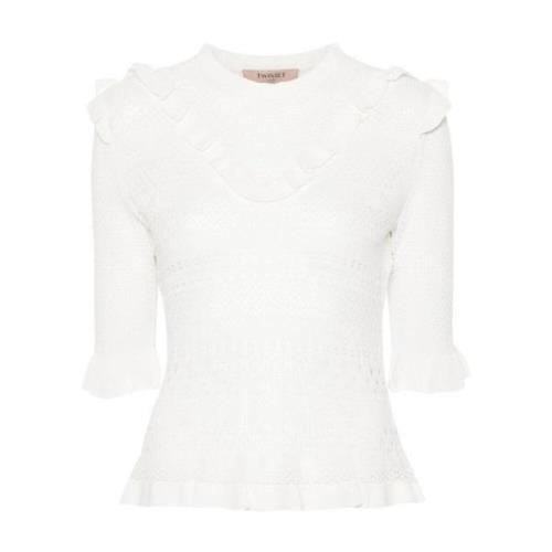Witte Geribbelde Sweaters Twinset , White , Dames