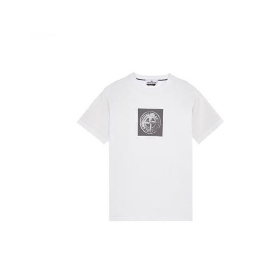 Witte Katoenen T-shirt met Print Stone Island , White , Heren