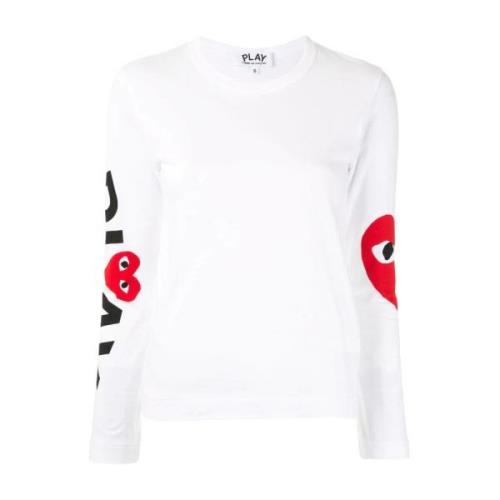 Witte Grafische Longsleeve T-Shirt Comme des Garçons Play , White , Da...