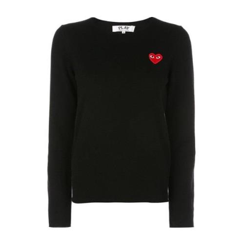 Rode Hart Crewneck Pullover Comme des Garçons Play , Black , Dames