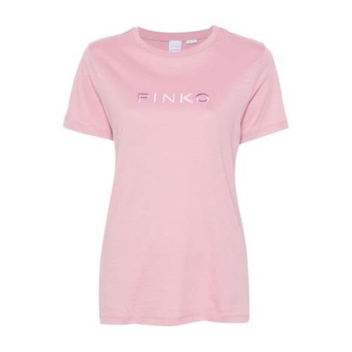 Geborduurd Logo Roze T-shirts en Polos Pinko , Pink , Dames