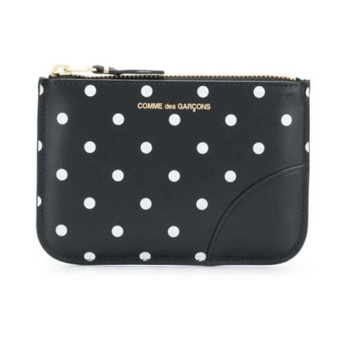 Zwarte Leren Portemonnee met Polka Dots Comme des Garçons , Black , Da...