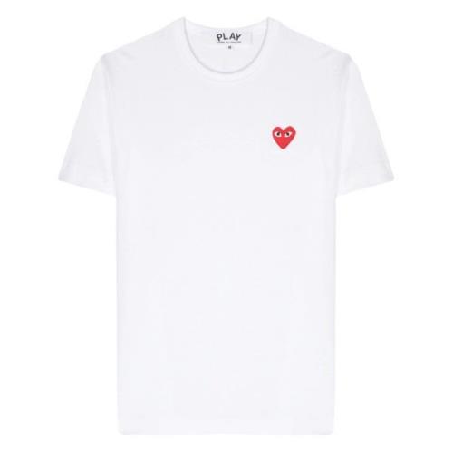 Unisex T-Shirt met Rood Hart Comme des Garçons Play , White , Dames
