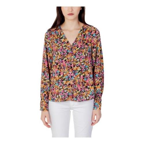 Bloemen V-hals Shirt Only , Pink , Dames