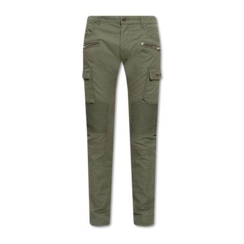 Cargo Broek met Contrast Logo Print Balmain , Green , Heren