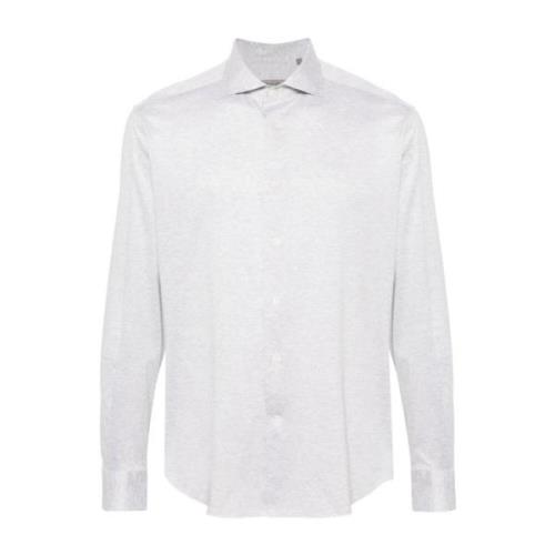Italiaanse Katoen/Zijde Jersey Shirt Corneliani , Gray , Heren