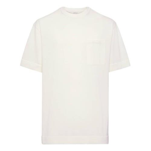 Pima Katoenen Gebreid T-Shirt Boggi Milano , White , Heren