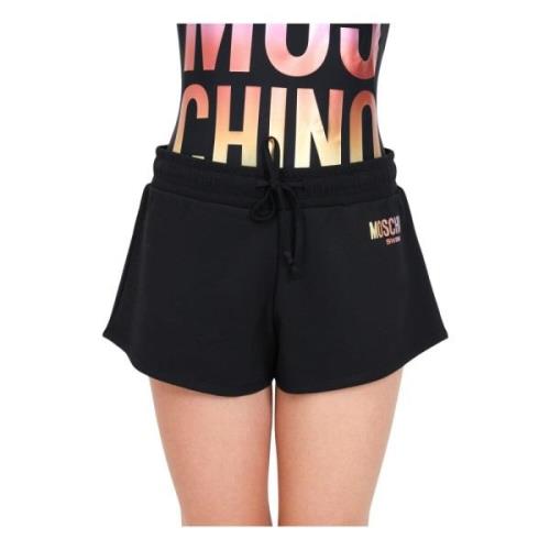 Zwarte Shorts met Logo Print voor Dames Moschino , Black , Dames