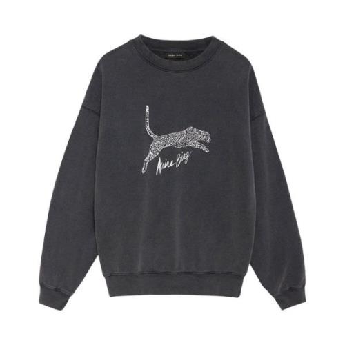 Leopard Print Spencer Sweatshirt Anine Bing , Black , Dames