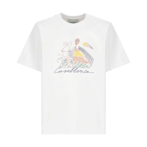 Witte Katoenen Heren T-shirt met Logo Print Casablanca , White , Heren