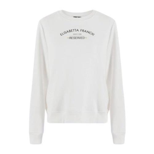 Dames Crewneck Sweatshirt met Reserved Logo Elisabetta Franchi , White...