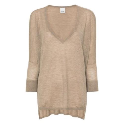 V-Sweater in Klassieke Stijl Allude , Brown , Dames