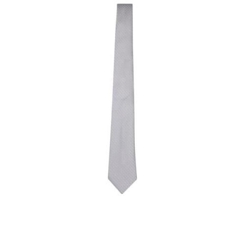 Zijden stropdas met puntige tip Canali , White , Heren