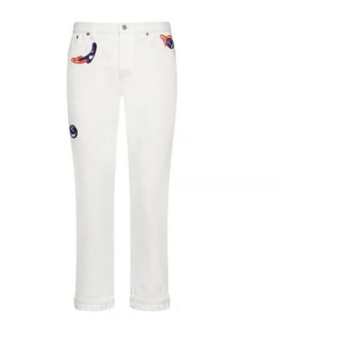 Stijlvolle Patches Jeans Upgrade Collectie Dior , White , Heren