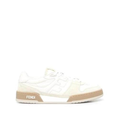 Witte Match Sneakers van Suède Fendi , White , Heren