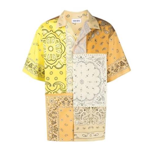 Gele Bandana Print Overhemd Kenzo , Yellow , Heren