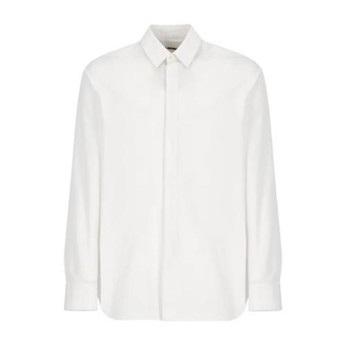 Witte Katoenen Overhemd met Kraag Jil Sander , White , Heren