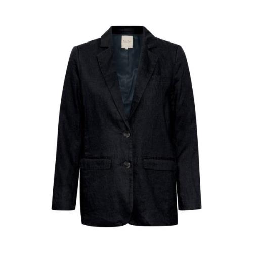 Luxe Blazer Jas met Lange Mouwen en Klassieke Kraag Part Two , Black ,...